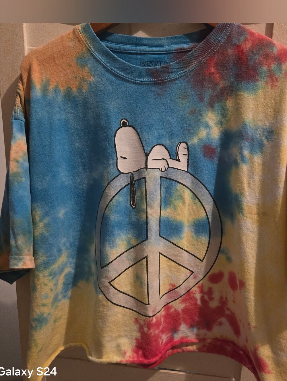 Peanuts Tee Shirt XL Cropped Tie Dye Cotton